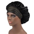 thumbnail image 3 of Gorro de satén sedoso con banda elástica para mujer, gorro para dormir, gorro para el cuidado del cabello, gorro de noche, gorro de baño satinado, 1 Uds., 3 of 5