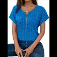 thumbnail image 1 of Blusas de Talla Grande para Mujer, Túnicas de Corta con Cremallera de 1/4, Azul Real L, 1 of 6