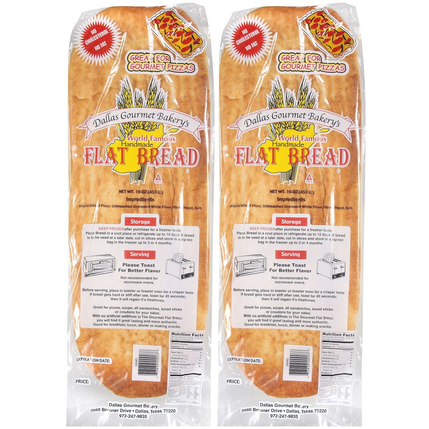 Dallas Gourmet Bakery's Natural Flat Bread 16 oz. 2 pk.