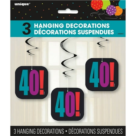  Birthday  Cheer 40th  Birthday  Hanging Decorations  3pk 