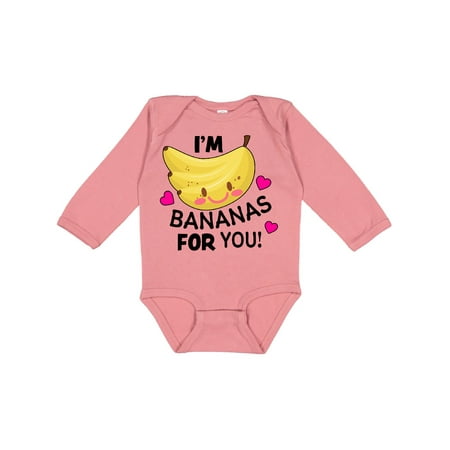 

Inktastic I m a Bananas for You with Cute Banana and Hearts Gift Baby Boy or Baby Girl Long Sleeve Bodysuit