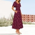 thumbnail image 3 of Oplxuo Women‘s Summer Boho Floral Midi Dress 2025 Casual Short Sleeve Square Neck Flowy Beach Vacation Long Dress, 3 of 7
