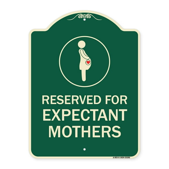 SignMission Designer Series Sign - Reserved for Expectant Mothers (With Graphic) | Green & Tan 18" x 24" Heavy-Gauge Aluminum Architectural Sign | Made in the USA