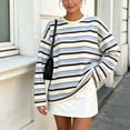 thumbnail image 2 of Azrian Women’s Striped Crewneck Long Sleeve Top,Oversized Long Sleeve Striped Pullover Sizes S-XL, 2 of 5