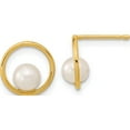 thumbnail image 1 of 14K Yellow Gold Madi K Open Circle 5mm Freshwater Cultured Pearl Post Earrings (10.01 X 9.85) Made In Spain se3041, 1 of 5