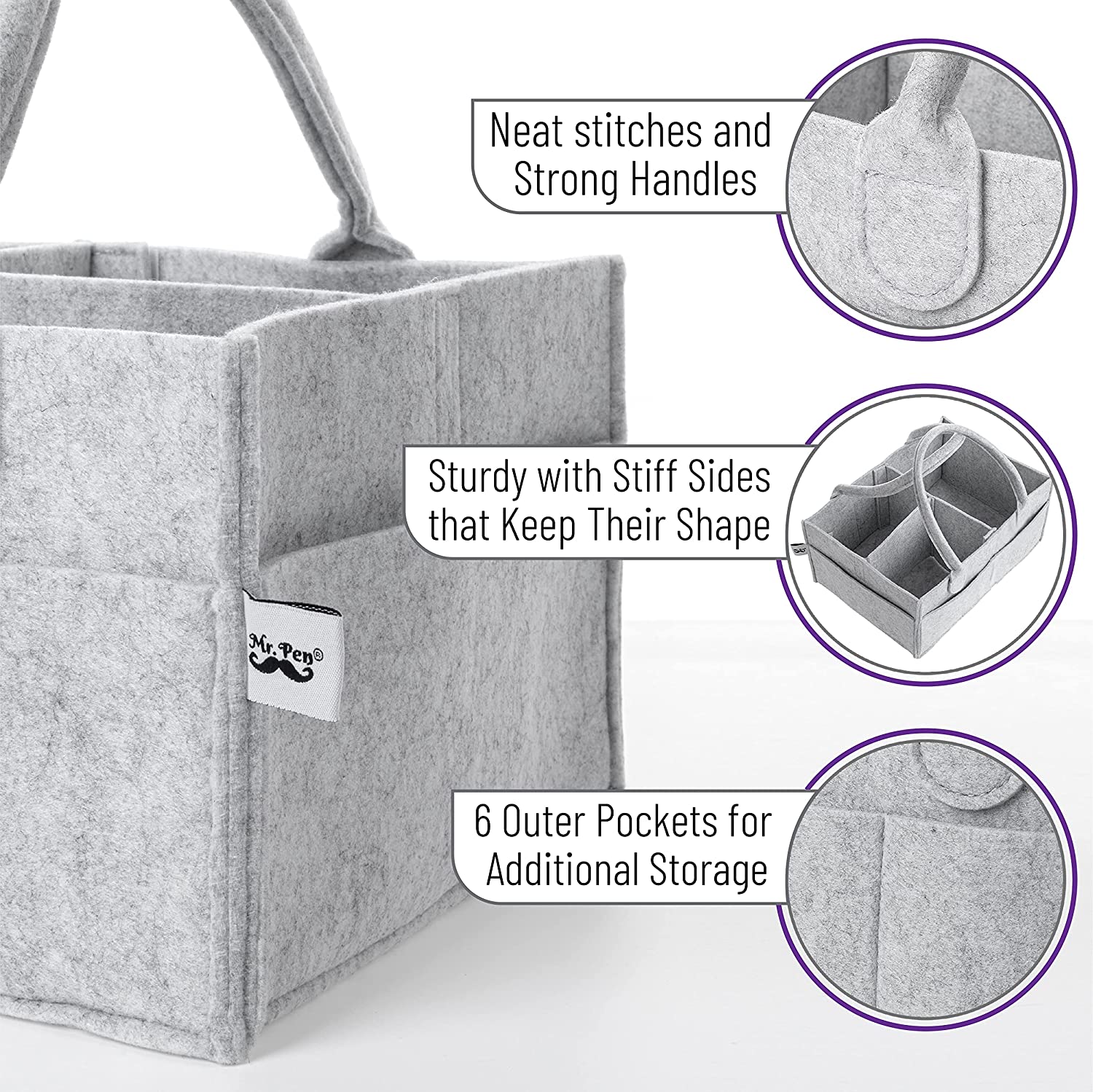 Mr. Pen Baby Diaper Caddy Organizer - Gray photo 4