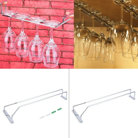 Chrome Stemware - Wine Glass Rack Hanging Chrome Plated Stemware Holder Under Cabinet Home Bar