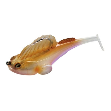 1Pc 3.15 1/2oz Pre-Rigged Goby Swimbait Weedless Soft Fishing Lures for Bass - Golden Shiner