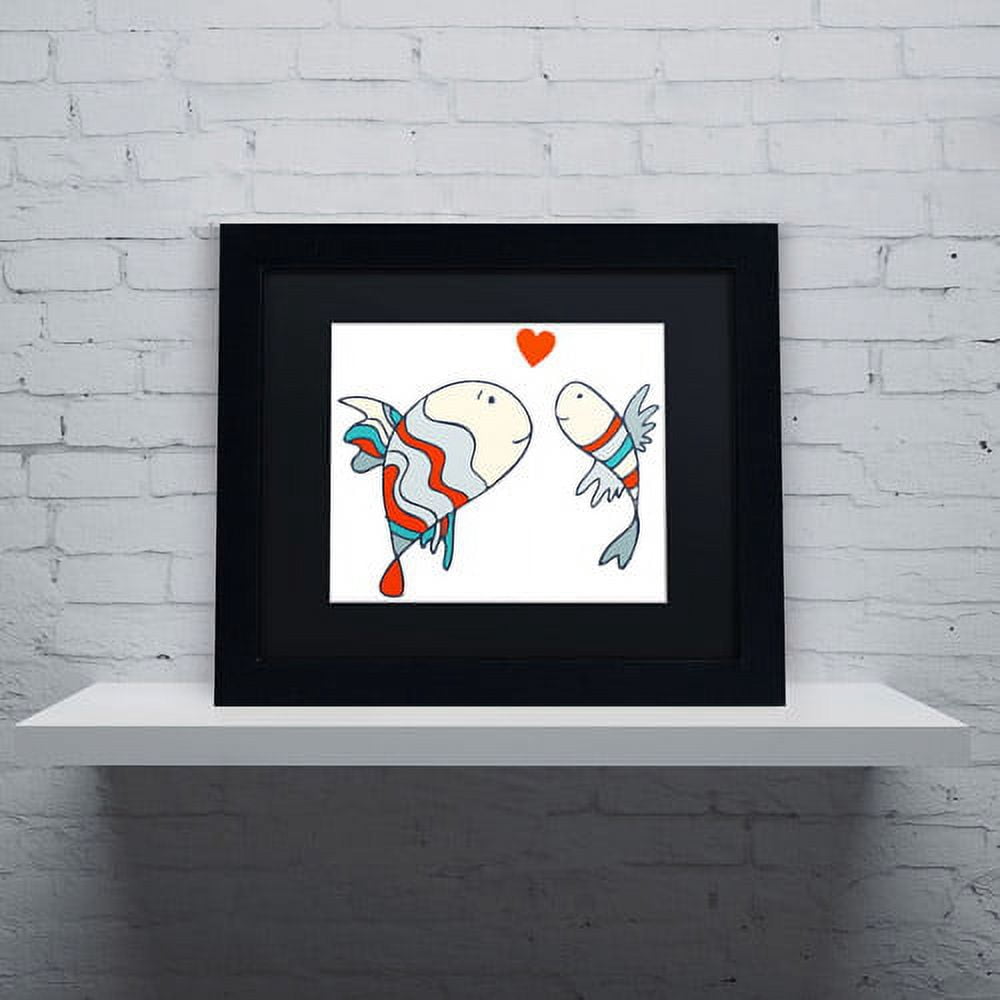 Carla Martell 'Two Little Fish' Black Matted Framed Art