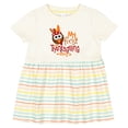 thumbnail image 3 of Inktastic My 1st Thanksgiving Cute Turkey with Feathers Girls Baby Dress, 3 of 5