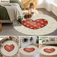 thumbnail image 6 of Valentine's Day Washable Round Area Rug 4 ft, Vintage Watercolor Dots Red Love Heart Linen Texture, Soft Non Slip Rugs Stain Repellent Indoor Felt Carpet for Living Dining Room Bedroom Home Office, 6 of 9