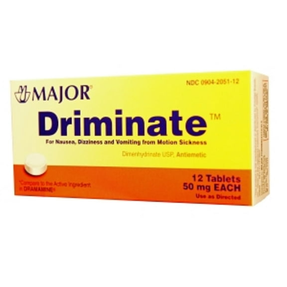 089MJRX MAJOR Driminate Tab 50mg Pkg/12 UPC 309042051125 (PACK of 2)