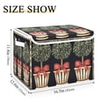 thumbnail image 5 of Yayeee Collapsible Cube Storage Bin with Lid Fabric Closet Decorative Basket with Handles, Beige Striped Trees, 5 of 7