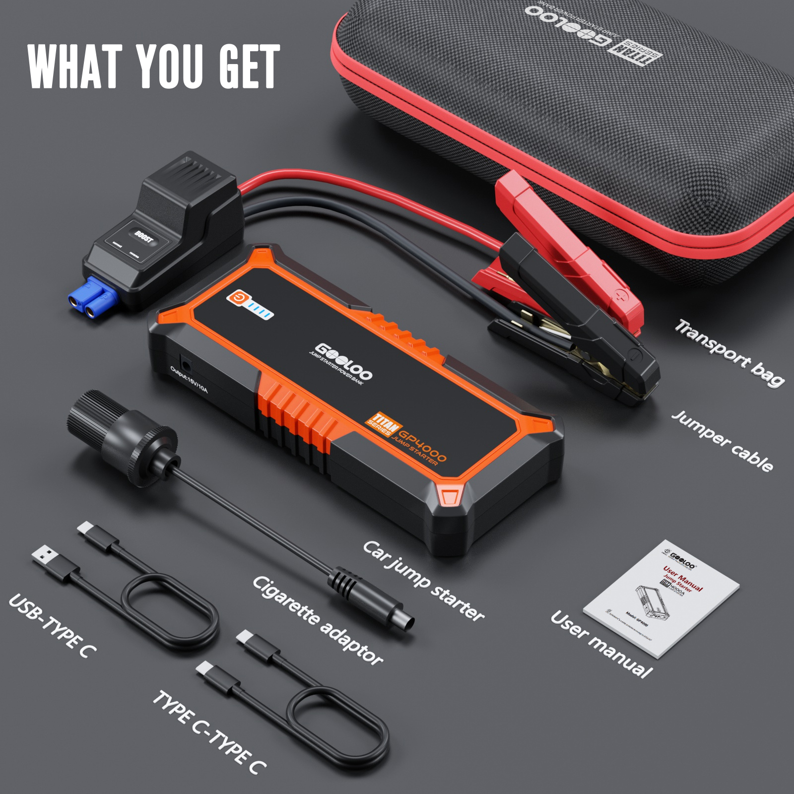 Gooloo GP4000 Car Jump Starter, 4000A Peak Battery Booster photo 8