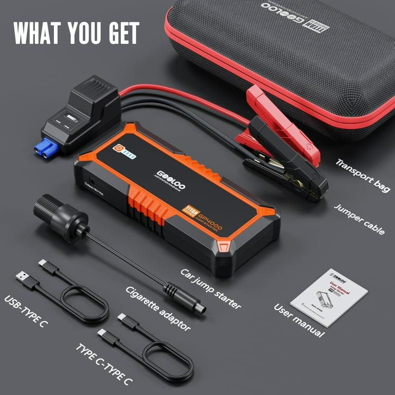GOOLOO Car Jump Starter,4000A Peak 12V Battery Jumper Box GOOLOO Car Jump Starter,4000A Peak 12V Battery Jumper Box