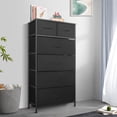 thumbnail image 2 of Tall Dresser with 6 Drawers for Bedroom, 4+2 Vertical Storage Organizer Tower, Chest of Drawers with Fabric Bins, Steel Frame, Handle, Wood Top for Home Living Room, Closet, Entryway - Black, 2 of 9