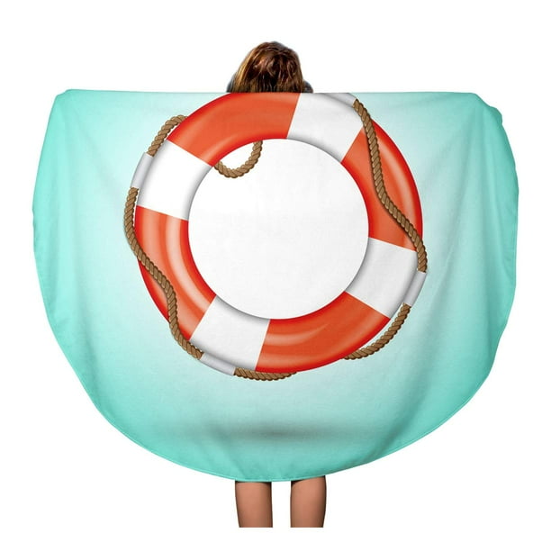 SIDONKU 60 inch Round Beach Towel Blanket Lifeguard Life Buoy Lifesaver