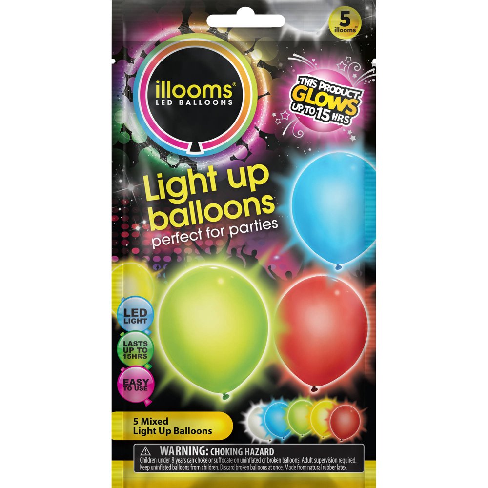 illooms Light Up Balloons, Assorted, 5ct