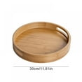 thumbnail image 3 of Bamboo Serving Tray with Handles, Round Shallow Bamboo Tray, Natural Bamboo Wood Decorative Rustic Trays for Coffee Table, Tea, Food, Cocktail, Drink, Ottoman, Breakfast Party, 3 of 10