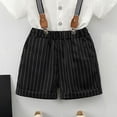 thumbnail image 5 of Quealent Boys' Formal Suit Short Sleeve Dress Shirt with Bowtie and Suspender Shorts Casual Gentleman Wedding Party Clothes (White, 2-3 Years), 5 of 6