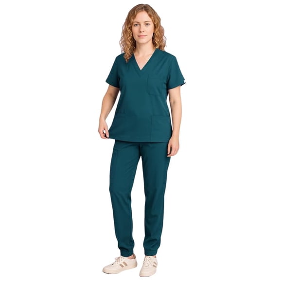 Set de exfoliación médica Sumincarly, pantalones deportivos con cuello en V, color verde Hunter