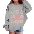 thumbnail image 1 of MEZZALL Chandail en Molleton Graphique pour Enfants Fille Col Rond Manches Longues Imprimé Fleuri, Gris, 10-11 Ans, 1 of 4