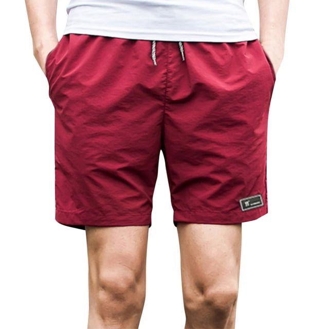 TIWEKE Mens Casual Shorts - Drawstring Summer Beach Stretch Shorts Wine,L