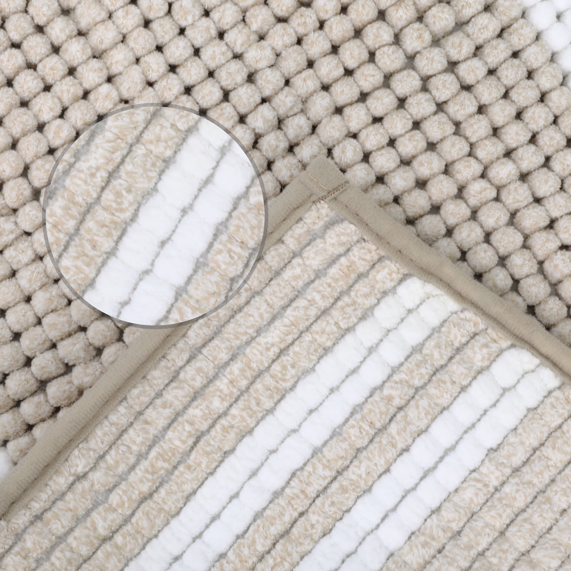 Unique Bargains Striped Bathroom Rugs Soft Fluffy Chenille Bath Rugs Brown 20" x 32"