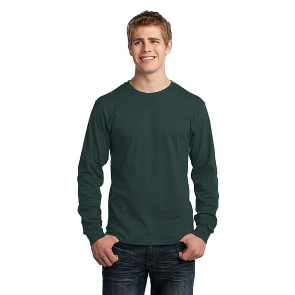 Port & Company Long Sleeve 5.4-oz. 100% Cotton T-Shirt. Dark Green. 4XL.