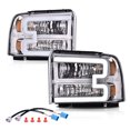 thumbnail image 2 of PIT66 LED DRL Headlight Fit for Ford F250 F350 F450 F550 Super Duty 2005-2007/Fit for Excursion 2005 6C3Z13008DB,6C3Z13008CB Clear lens Chrome Housing Amber Reflector, 2 of 9