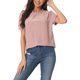 thumbnail image 1 of Blusas elegantes y casuales de INSPIRE CHIC para mujer con mangas abullonadas, ojales, botones en la parte posterior y cuello con volantes en color rosa polvo, talla S, 1 of 1