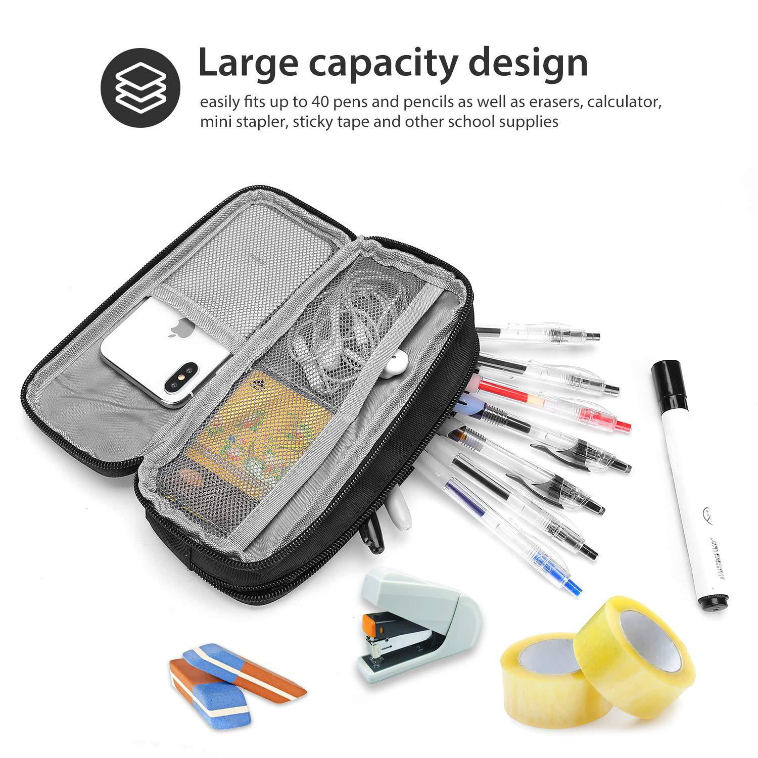 Pencil Case Pen Bag, ProCase Two Layers Big Capacity Pencil Pouch Pen  Organizer Durable Stationery Holder for Marker Organization School Supplies  Office Storage Desk Organizing -Grey 