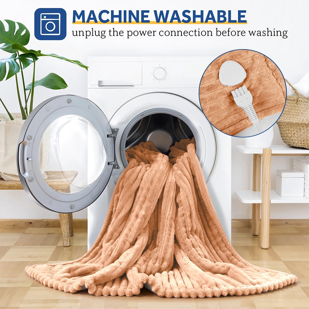 Electric Heated Blanket Twin size - 62"x84" Heating Blanket with 8  hours Auto-off, 10 Level Over-heat Protection, Soft Flannel