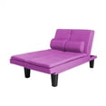 thumbnail image 7 of 63.4" Modern Futon Sofa Bed, Convertible Folding Sleeper Sofa, Loveseat Sleeper Reclining Sofa Bed for Living Room Bedroom Apartment, Mid Century Upholstered Sleeper Couch, Purple, 7 of 7