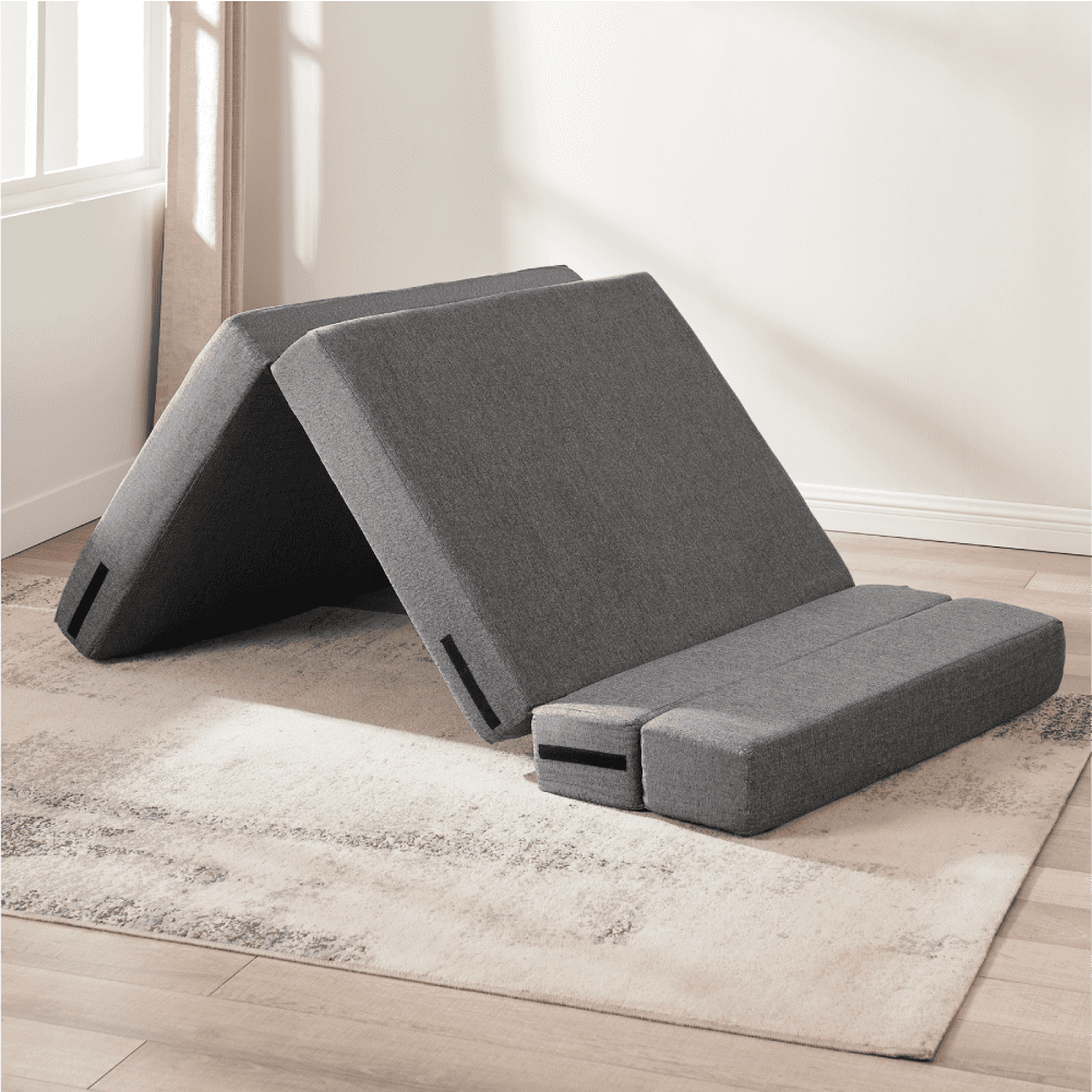 Z-hom Folding Sofa Bed,Twin Size Floor Couch Memory Foam Mattress Adjustable 6" Convertible Sleeper Chair with Pillow & Washable Cover,Adult, Dark Grey
