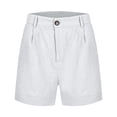 thumbnail image 4 of Cotton Linen Shorts for Women Summer Casual Lightweight Wide Straight Leg Loose Work Shorts with Pockets, 4 of 4