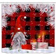 thumbnail image 2 of Christmas Gnome Shower Curtain, Rustic Red Buffalo Plaid Christmas Snowflake Shower Curtain for Bathroom, Vintage Winter Shower Curtain Fabric (Q4), 2 of 6
