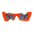 thumbnail image 3 of Womens Avant Garde Hole Punch Cropped Thick Plastic Mod Sunglasses Orange Black, 3 of 4