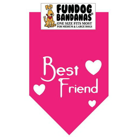 Fun Dog Bandana - BEST FRIEND - One Size Fits Most for Med to Lg Dogs, hot pink pet