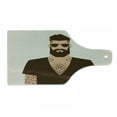 thumbnail image 1 of Young Man Cutting Board, Illustration of Cartoon Hipster Character with Sunglasses Tattoos, Decorative Tempered Glass Cutting and Serving Board, in 3 Sizes, by Ambesonne, 1 of 2