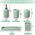 thumbnail image 2 of Resin Light Green Bathroom Accessories Set 5 Pcs, Lotion Soap Dispenser, Toothbrush Holder, Bathroom Tumbler, Qtip Holder and Vanity Tray, Bathroom Countertop Organizer Set for Modern Apartment, 2 of 17