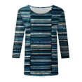 thumbnail image 4 of Conairie Cute T Shirts for Women Casual Stripe Loose 3/4 Sleeve Crew Neck Shirt Trendy Elegant Comfy Basic Work Tee Vacation Clothes Navy M, 4 of 4