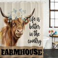 thumbnail image 3 of Shower Curtain Bathroom Set Farmhouse Brown Cow Flower Waterproof Fabric Shower Curtains with Grommets&Hooks, Country Animal Floral Retro Linen Privacy Bath Curtain for Bathtub 36x72in, 3 of 9