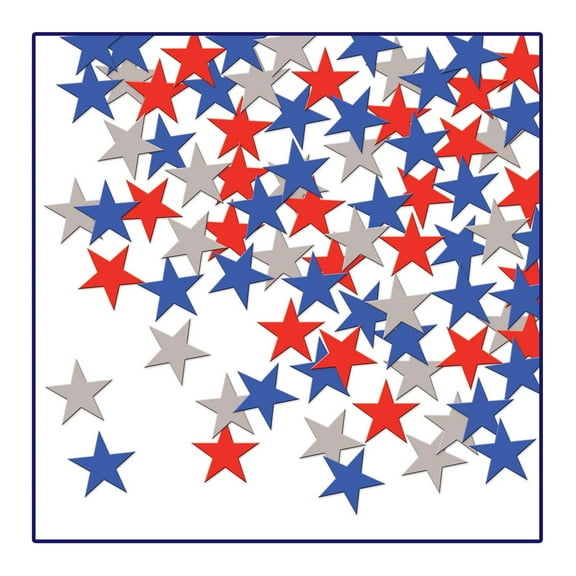 Club Pack of 12 Patriotic Red and Blue Fanci-Fetti Star Celebration Confetti Bags 1 oz.