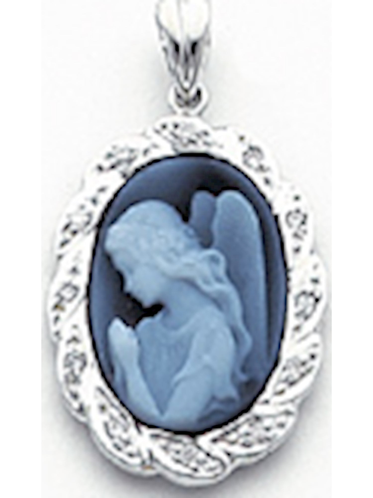 Jewelry by Sweet Pea 14k White Gold Dia. 13x18mm Guardian Angel Agate