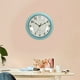 thumbnail image 4 of Instrumentos Reloj de pared analógico retro redondo de metal turquesa, 4 of 6