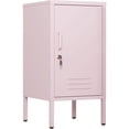 thumbnail image 1 of Bingirl Armoire de Rangement en Métal Rose à une Porte Table d'Appoint Minimaliste avec Design de Table Basse Console de Rangement Décorative, 1 of 5