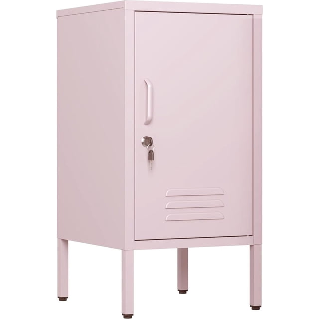 Bingirl Armoire de Rangement en Métal Rose à une Porte Table d'Appoint Minimaliste avec Design de Table Basse Console de Rangement Décorative