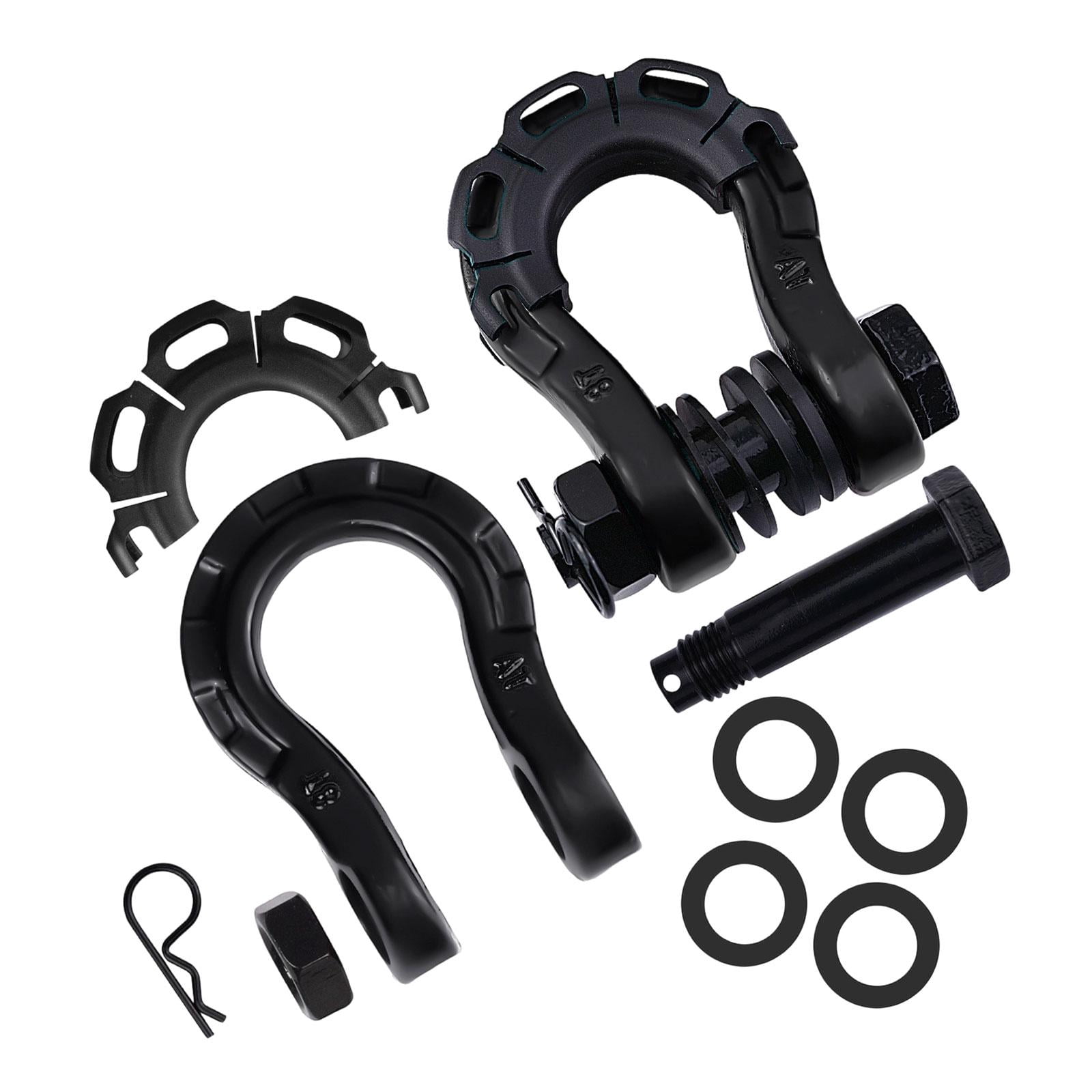 JISADER 2 Pieces D Ring Shackles Easy to Use Heavy Duty Off Roads Towing Accessories Black