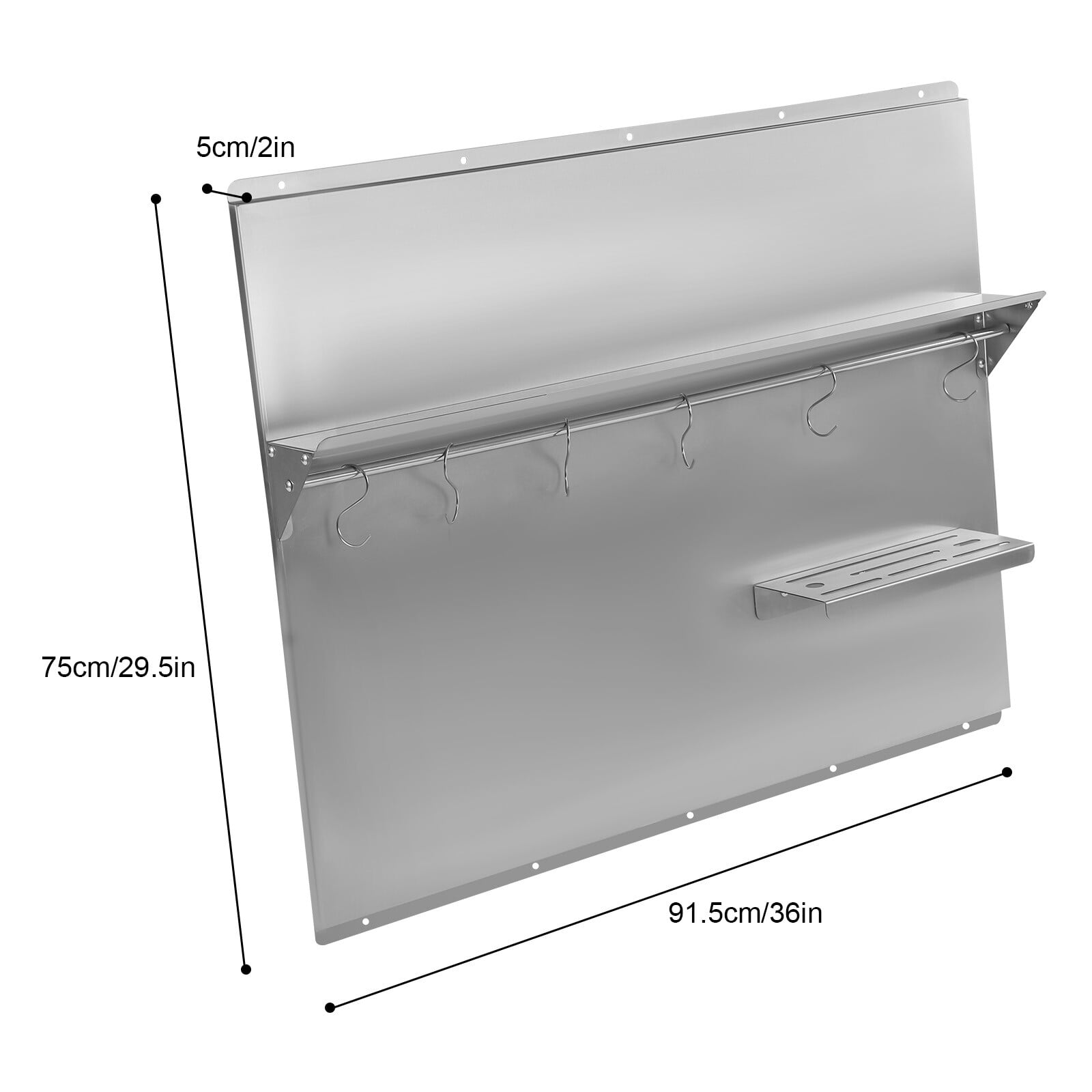 Range Backsplash with Built-in Storage Shelf, Stainless Steel Kichen Range Hood Wall Shield, Splash Plate